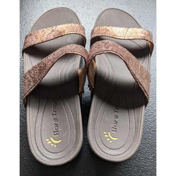 Bare Trap GEMINI Sandal Metallic Faux Snakeskin Slip On Spring Summer Size 7M - Picture 6 of 13
